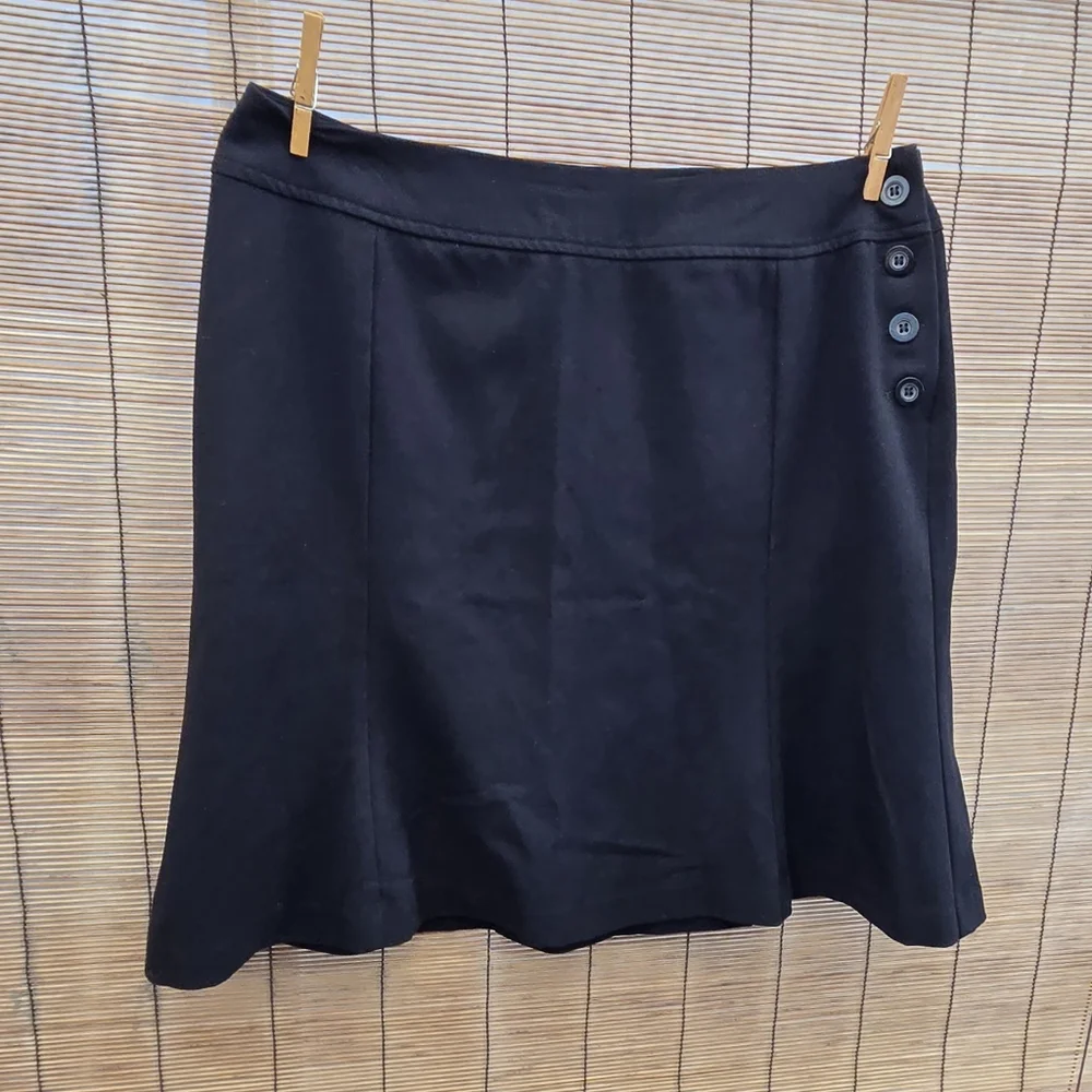 Apt. 9 Stretch Black A-Line Skirt Size 14 | Button Detail Career Skirt